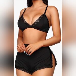 RSLOVE Your Secret Wardrobe Sexy Black Pajama Lingerie 2-piece Set Size Small